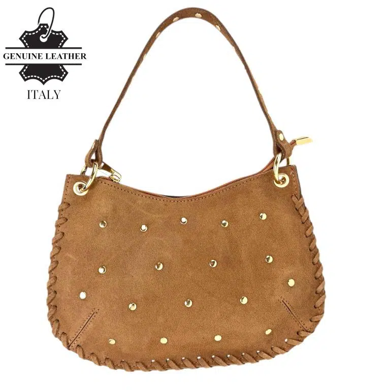 Bolso de Mano semiredonda en Piel Serraje con Tachuelas mujer - Imagen 5