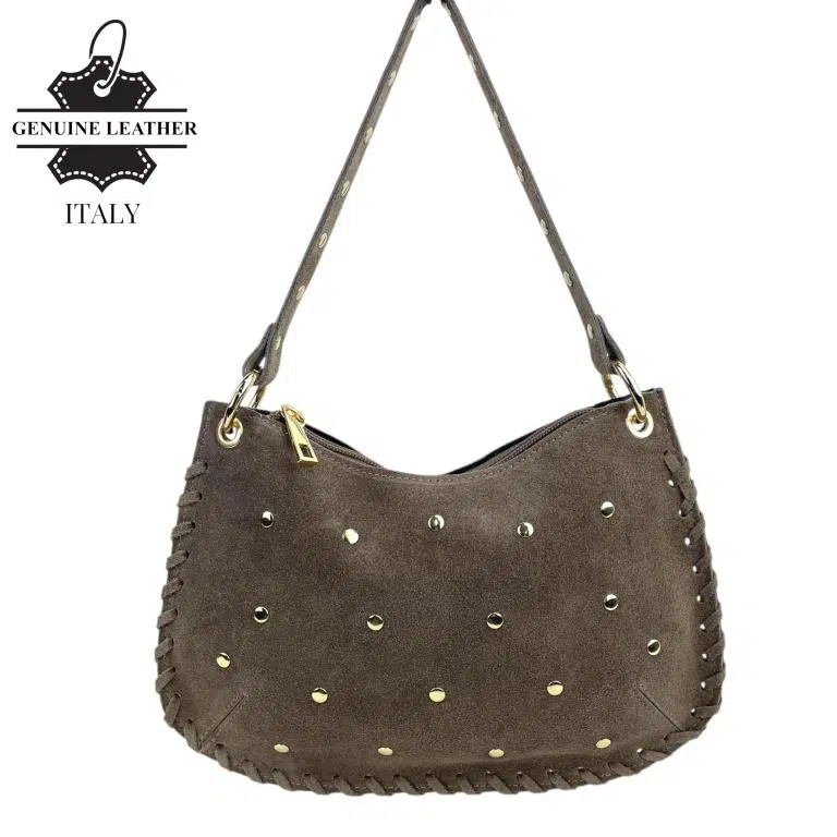 Bolso de Mano semiredonda en Piel Serraje con Tachuelas mujer - Imagen 8