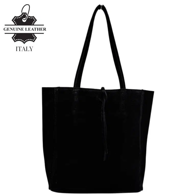 Bolso de Hombro tipo Tote en Serraje Italiano con Cuerdas, Cremallera y Bolsillo Interno para Mujer - Imagen 5