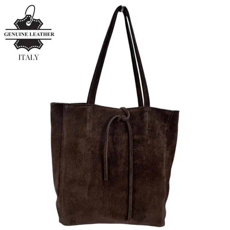 Bolso de Hombro tipo Tote en Serraje Italiano con Cuerdas, Cremallera y Bolsillo Interno para Mujer - Imagen 6