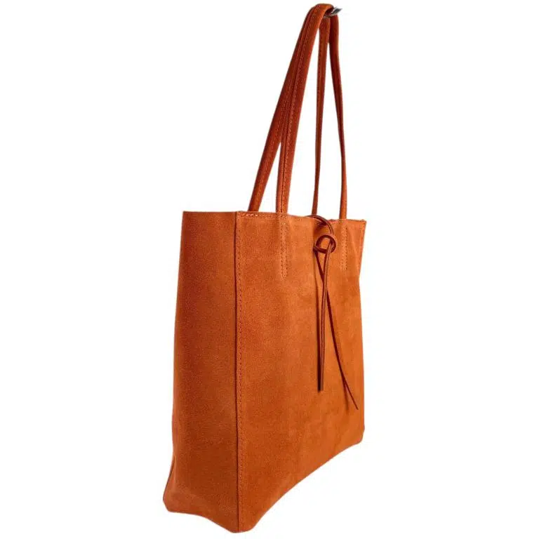 Bolso de Hombro tipo Tote en Serraje Italiano con Cuerdas, Cremallera y Bolsillo Interno para Mujer - Imagen 9