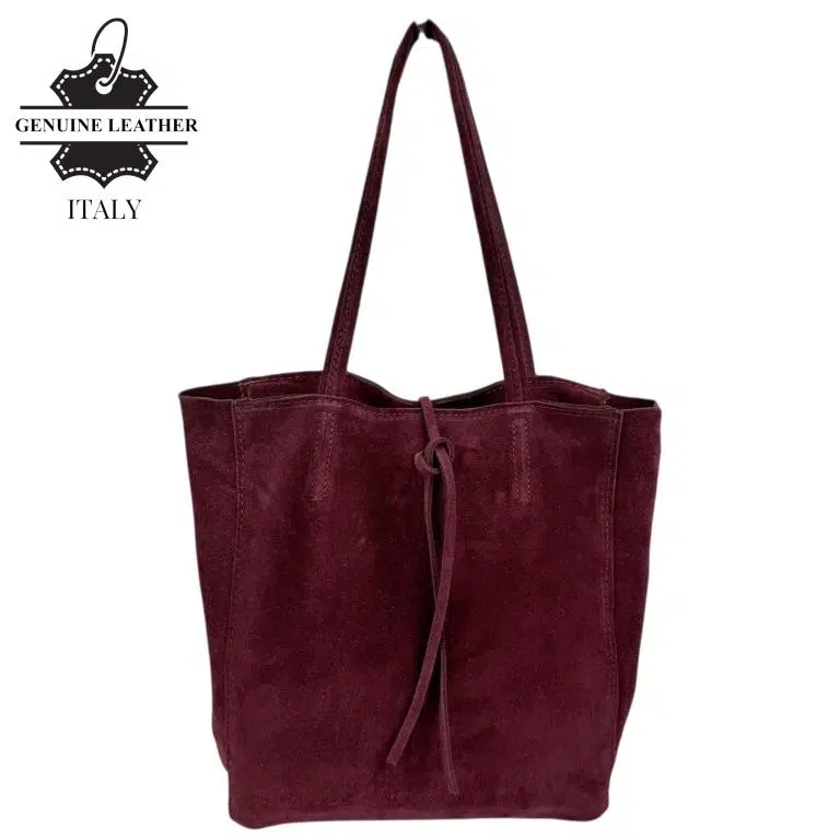 Bolso de Hombro tipo Tote en Serraje Italiano con Cuerdas, Cremallera y Bolsillo Interno para Mujer - Imagen 3