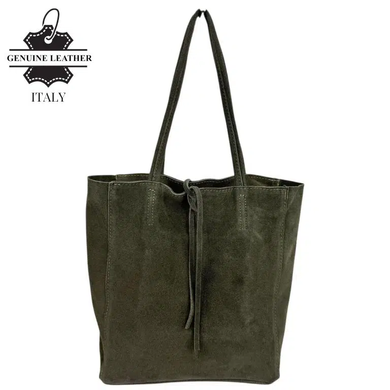 Bolso de Hombro tipo Tote en Serraje Italiano con Cuerdas, Cremallera y Bolsillo Interno para Mujer - Imagen 4