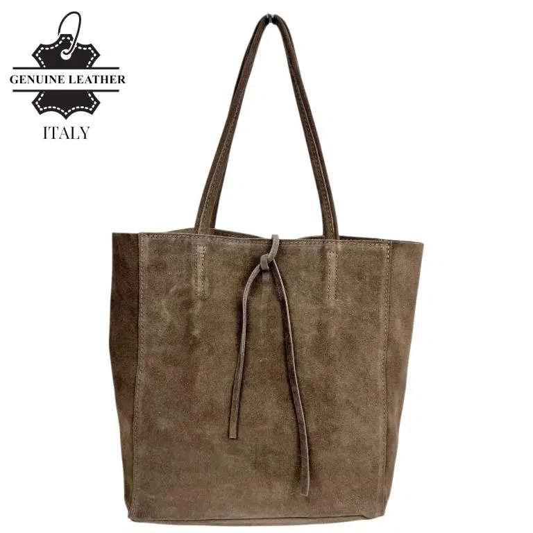 Bolso de Hombro tipo Tote en Serraje Italiano con Cuerdas, Cremallera y Bolsillo Interno para Mujer - Imagen 2