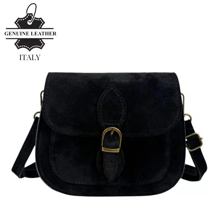 Bolso Bandolera de Serraje Italiano con Gran Calidad, Solapa y Compartimento Frontal para Mujer - Imagen 9