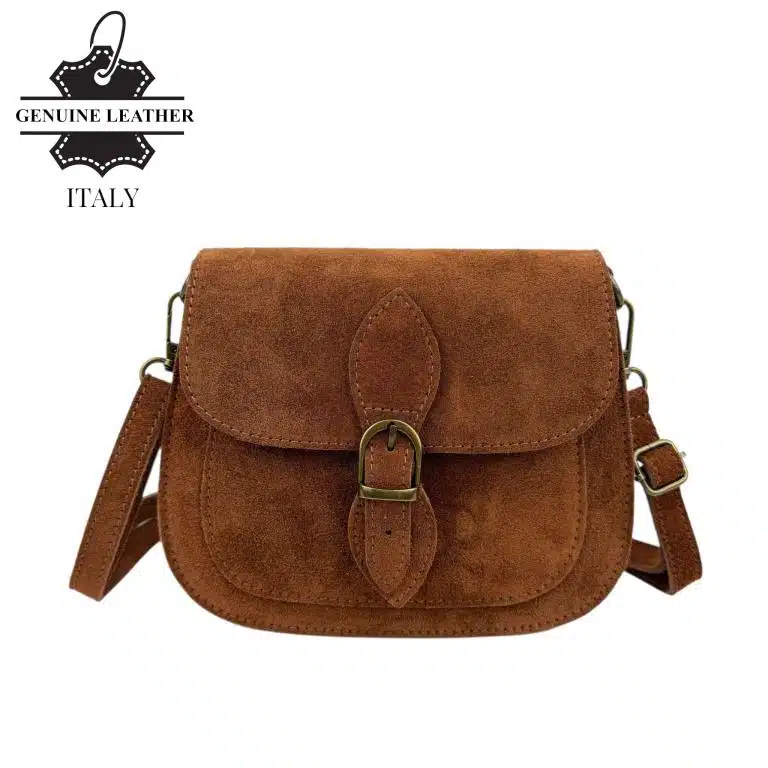 Bolso Bandolera de Serraje Italiano con Gran Calidad, Solapa y Compartimento Frontal para Mujer - Imagen 5