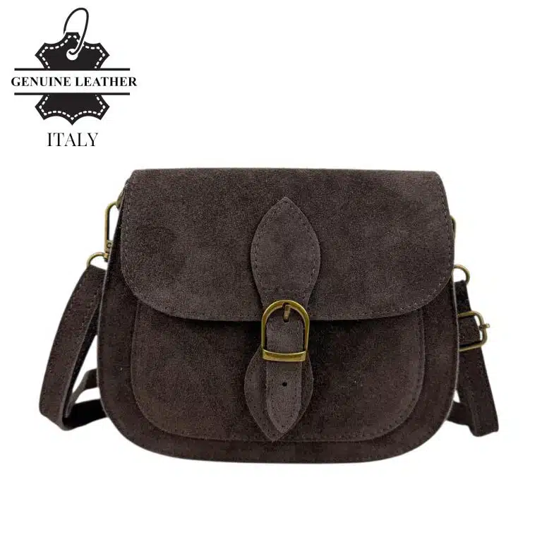 Bolso Bandolera de Serraje Italiano con Gran Calidad, Solapa y Compartimento Frontal para Mujer - Imagen 4