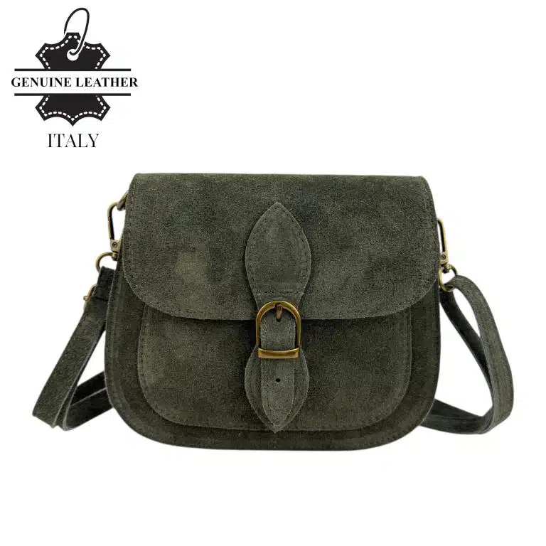 Bolso Bandolera de Serraje Italiano con Gran Calidad, Solapa y Compartimento Frontal para Mujer - Imagen 6