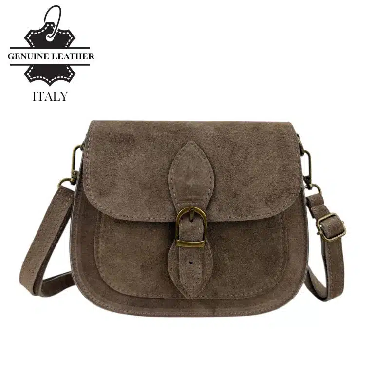 Bolso Bandolera de Serraje Italiano con Gran Calidad, Solapa y Compartimento Frontal para Mujer - Imagen 7
