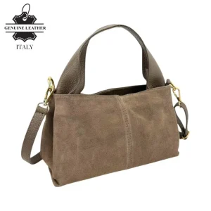Bolso de Mano en Serraje Italiano con Gran Calidad, Asa Corta y Tira Bandolera en Piel para Mujer