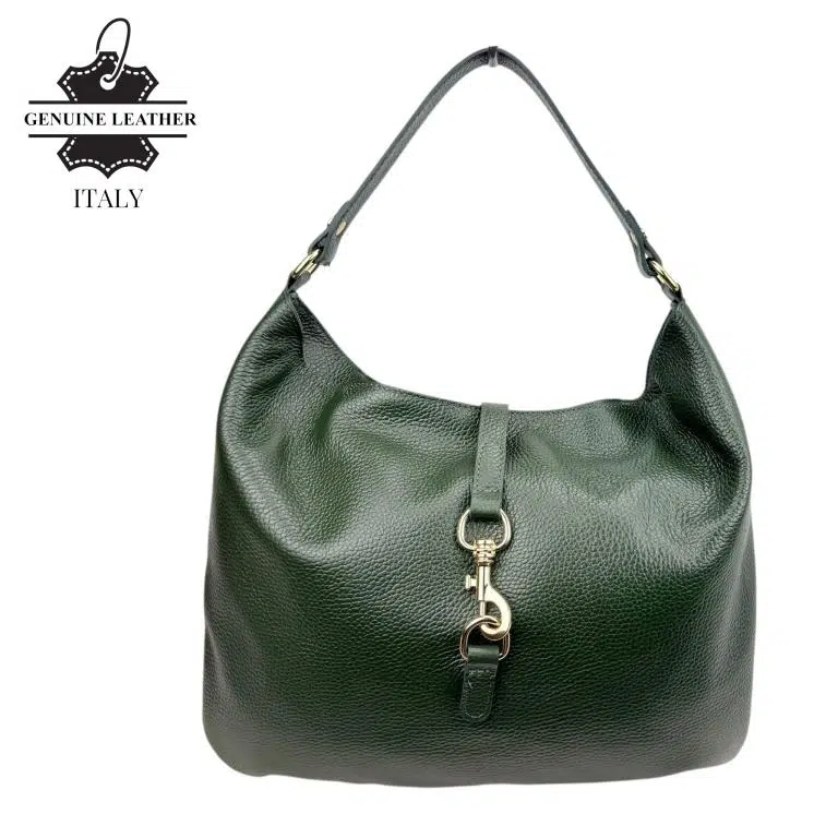 Bolso de Hombro Hobo en Piel Italiana con Mini Solapa de Enganche Frontal y Asa Corta - Imagen 5