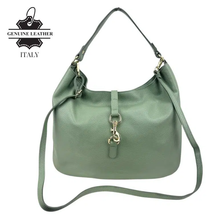 Bolso de Hombro Hobo en Piel Italiana con Mini Solapa de Enganche Frontal y Asa Corta - Imagen 3