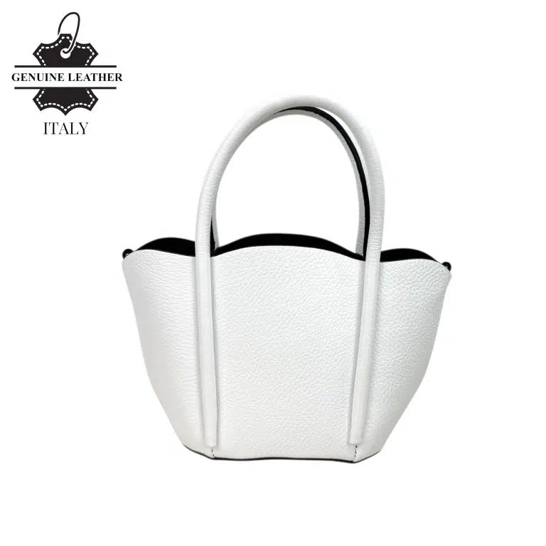 Bolso de Mano Compacto en Piel Italiana con Asa Larga de Cadena y Neceser Extra para Mujer - Imagen 8