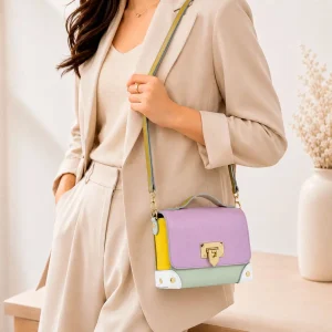 Bolso de Mano Multicolor en Piel Italiana con Tachuelas y Diseño Exclusivo para Mujer