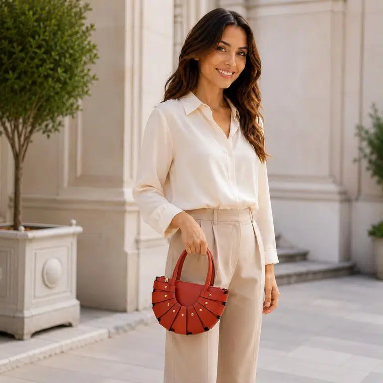 Bolso de Mano en Piel Italiana con Diseño Original y Tachuelas Decorativas para Mujer - Imagen 4