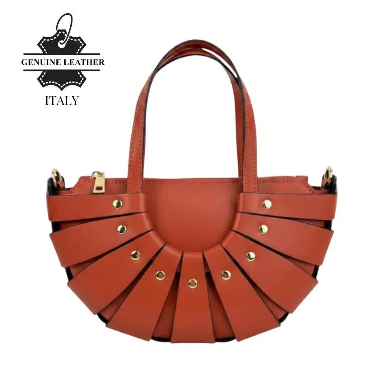 Bolso de Mano en Piel Italiana con Diseño Original y Tachuelas Decorativas para Mujer - Imagen 9