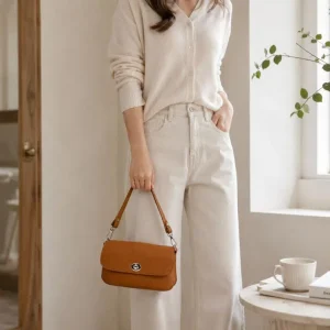 Bolso de Mano en Piel Italiana para Mujer con Diseño Elegante y Manivela de Giro