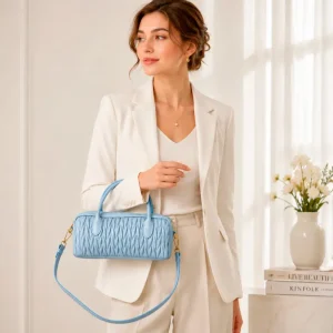 Bolso de Mano tipo Baguette Piel Italiana con Frontal Original y 2 Cremalleras para Mujer