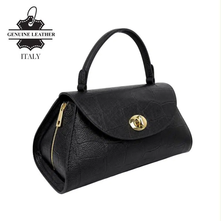 Bolso de Mano en Piel Italiana con Diseño Coco, Cremalleras Laterales y Solapa Giro para Mujer - Imagen 9