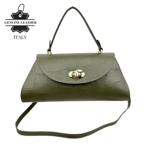 Bolso de Mano en Piel Italiana con Diseño Coco, Cremalleras Laterales y Solapa Giro para Mujer