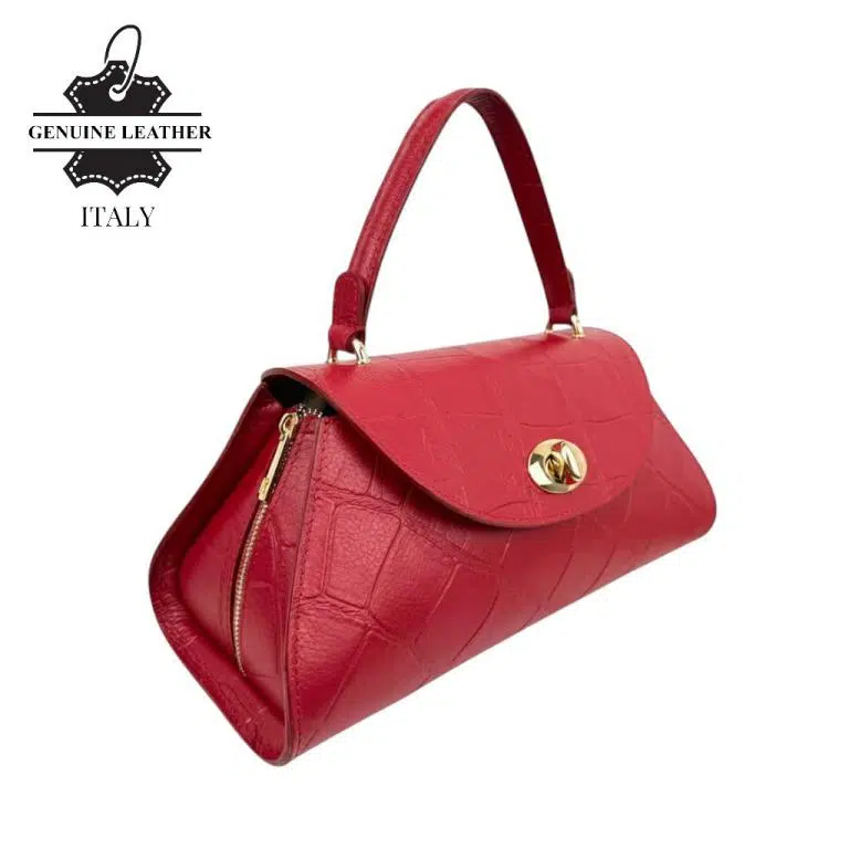 Bolso de Mano en Piel Italiana con Diseño Coco, Cremalleras Laterales y Solapa Giro para Mujer - Imagen 4