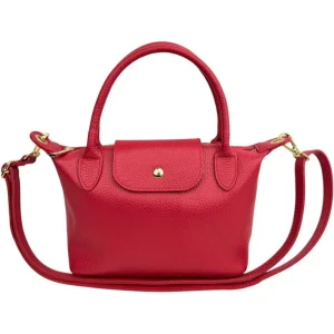Bolso de Mano en Piel Italiana con Asas Cortas, Solapa y Gran Calidad para Mujer