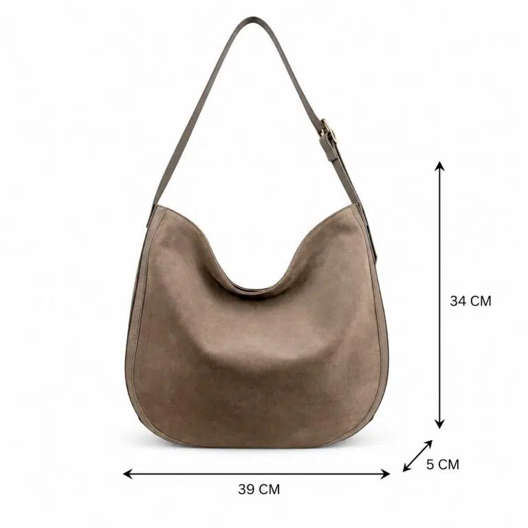 Bolso de Hombro tipo Hobo en Piel Italiana con Frontal de Serraje y Gran Calidad para Mujer - Imagen 4