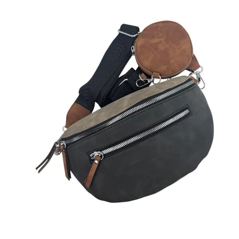 Riñonera Sintética Bicolor con Bolsillos Exteriores y Monedero Circular Extra para Mujer - Imagen 8
