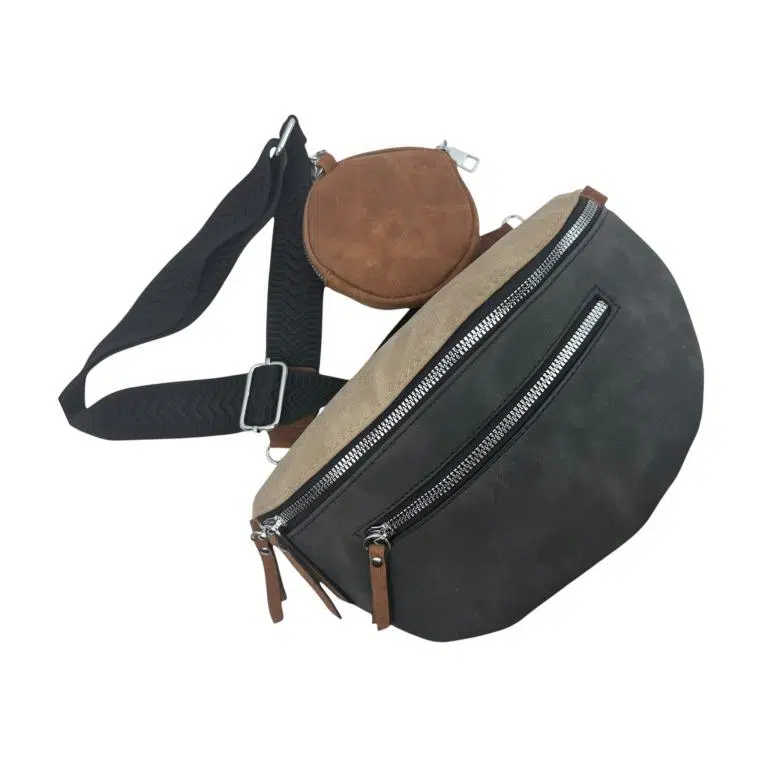 Riñonera Sintética Bicolor con Bolsillos Exteriores y Monedero Circular Extra para Mujer - Imagen 9