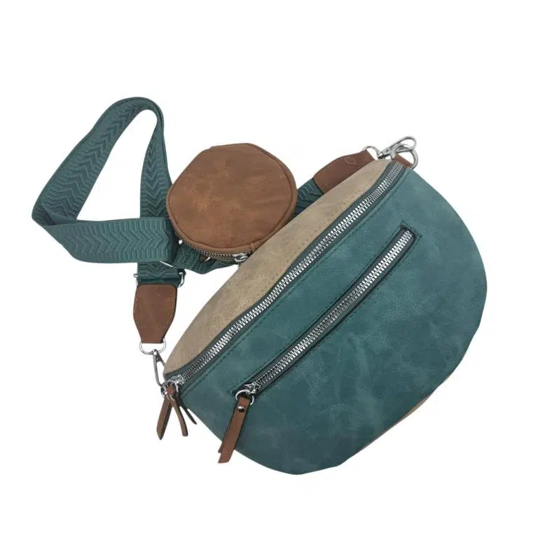 Riñonera Sintética Bicolor con Bolsillos Exteriores y Monedero Circular Extra para Mujer - Imagen 2