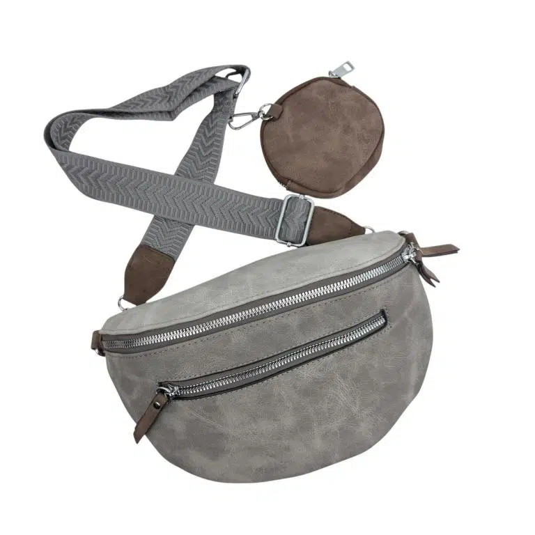 Riñonera Sintética Bicolor con Bolsillos Exteriores y Monedero Circular Extra para Mujer - Imagen 4