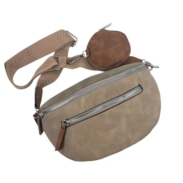 Riñonera Sintética Bicolor con Bolsillos Exteriores y Monedero Circular Extra para Mujer - Imagen 5