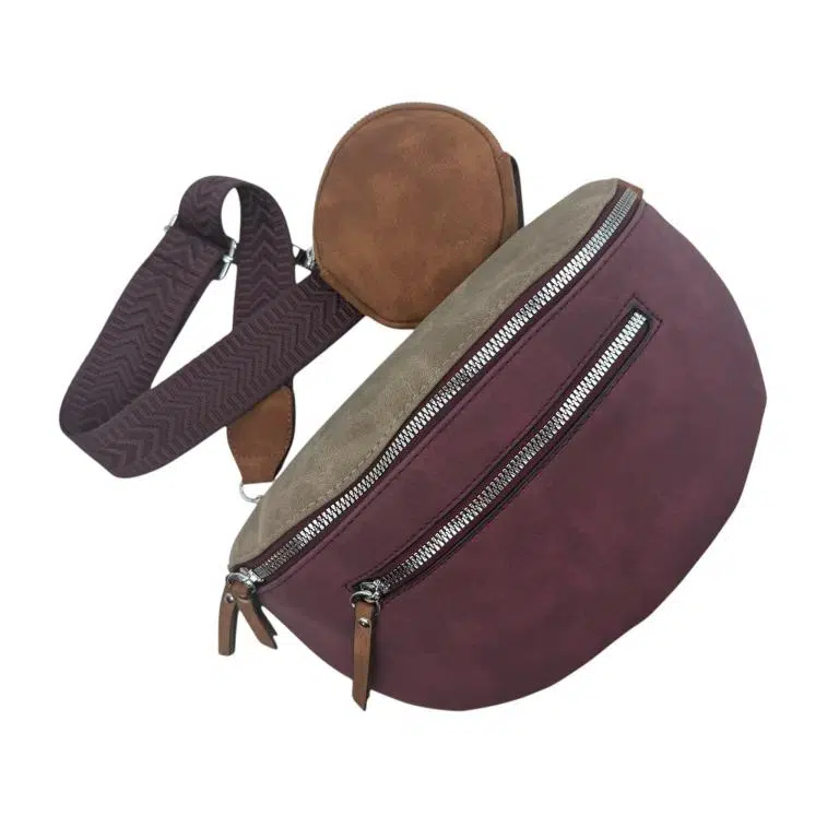 Riñonera Sintética Bicolor con Bolsillos Exteriores y Monedero Circular Extra para Mujer - Imagen 6