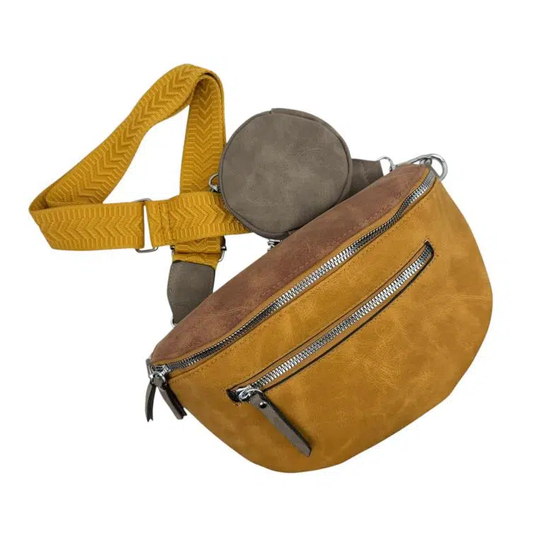 Riñonera Sintética Bicolor con Bolsillos Exteriores y Monedero Circular Extra para Mujer - Imagen 7