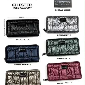 Cartera Larga de Nylon Acolchado Chester con Cremallera y Espacio para Tarjetas de Mujer