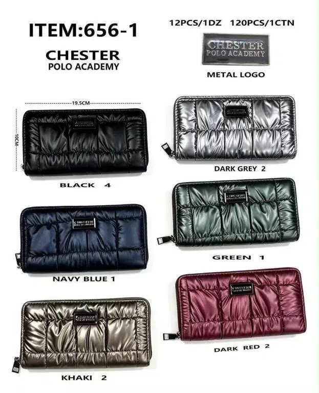 Cartera Larga de Nylon Acolchado Chester con Cremallera y Espacio para Tarjetas de Mujer
