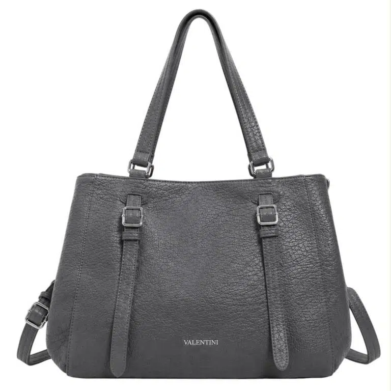 Amplio Bolso de Hombro Sintético Valentini con 2 Tiras Frontales Decorativas para Mujer - Imagen 8