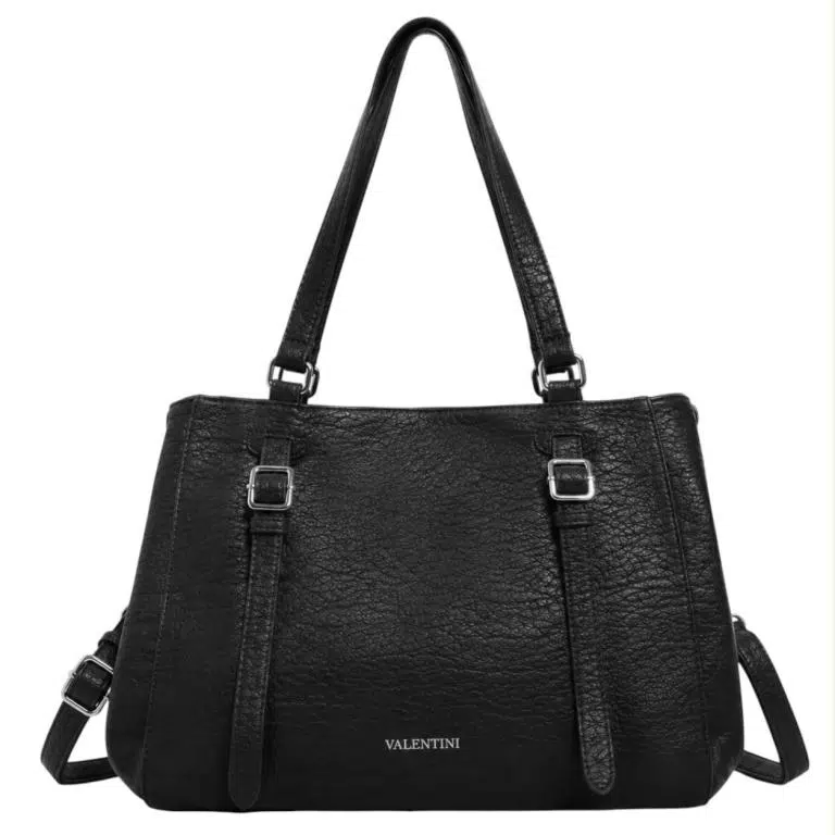 Amplio Bolso de Hombro Sintético Valentini con 2 Tiras Frontales Decorativas para Mujer - Imagen 9