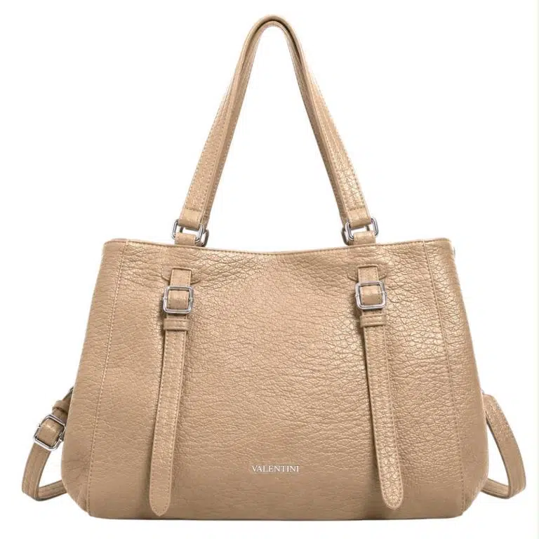 Amplio Bolso de Hombro Sintético Valentini con 2 Tiras Frontales Decorativas para Mujer