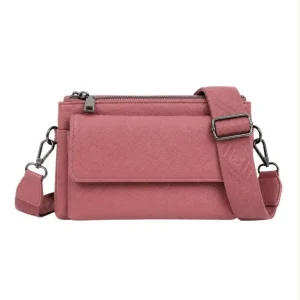 Bolsito Bandolera Sintético de Mujer con Multicompartimentos y Espacio para Tarjetas