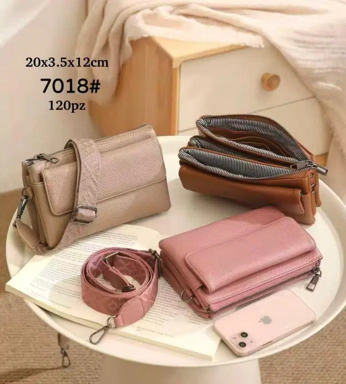 Bolsito Bandolera Sintético de Mujer con Multicompartimentos y Espacio para Tarjetas - Imagen 9