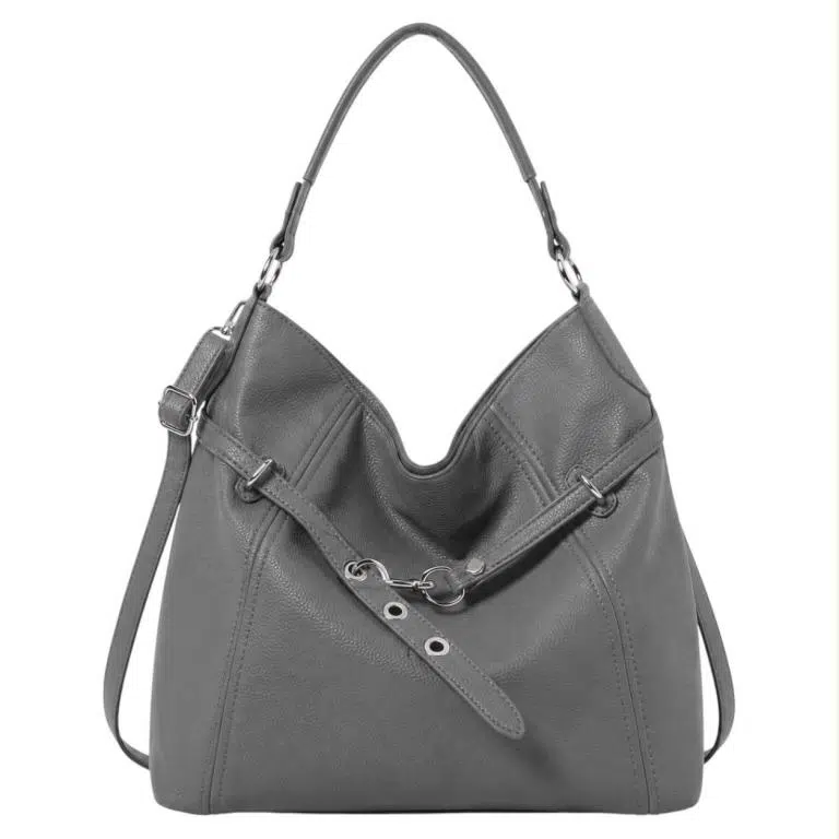 Amplio Bolso de Hombro Sintético tipo Hobo con Cinturón de Enganche Frontal para Mujer