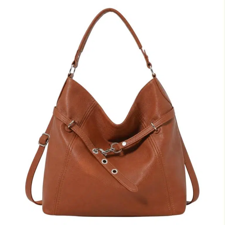 Amplio Bolso de Hombro Sintético tipo Hobo con Cinturón de Enganche Frontal para Mujer - Imagen 4