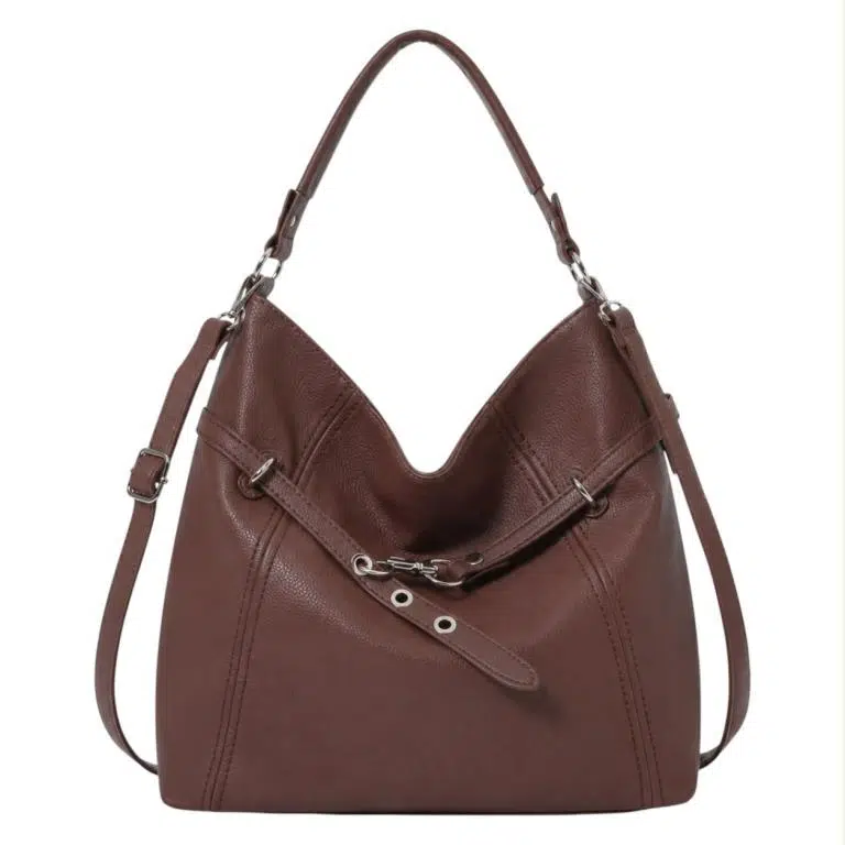 Amplio Bolso de Hombro Sintético tipo Hobo con Cinturón de Enganche Frontal para Mujer - Imagen 8