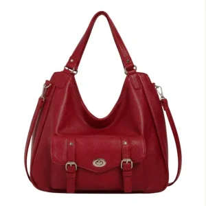 Bolso de Hombro Sintético Hobo con Solapa de Giro Frontal y Gran Capacidad para Mujer