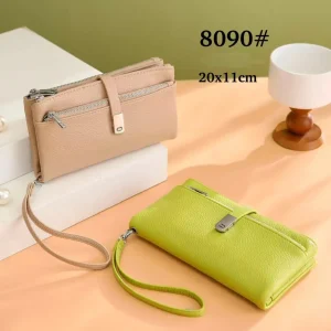 Cartera Tarjetero Sintético de Mujer con Asa Corta Extraíble y Cremalleras para Mujer