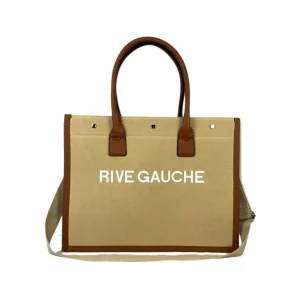 Amplio Bolso Canvas tipo Tote con 2 Asas y Bolsillos Interiores para Mujer