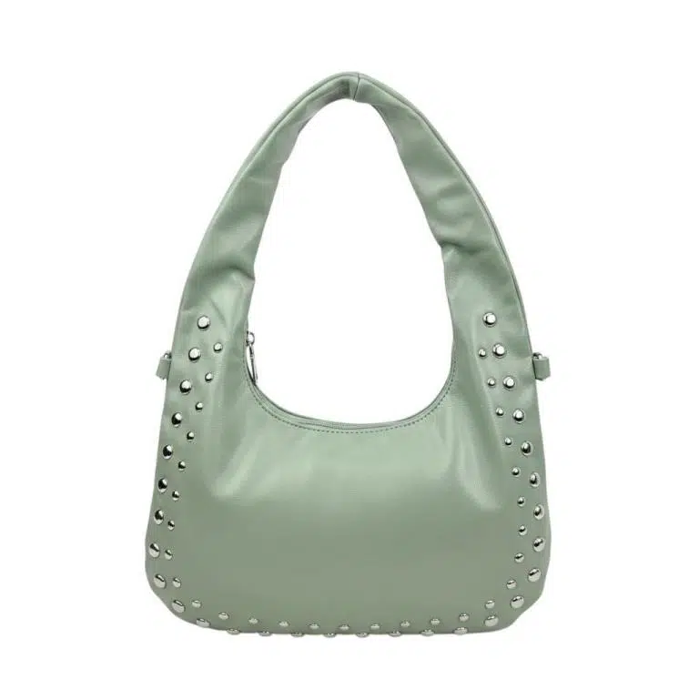 Bolso de Hombro Sintético Medialuna con Tachuelas Frontales, Bolsillo Trasero y Cremallera para Mujer - Imagen 6