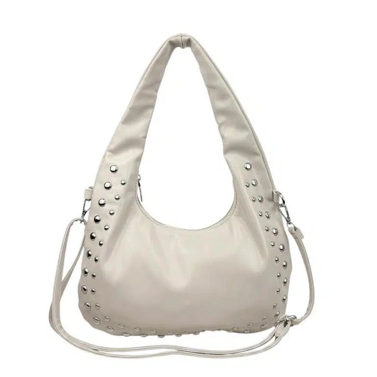 Bolso de Hombro Sintético Medialuna con Tachuelas Frontales, Bolsillo Trasero y Cremallera para Mujer - Imagen 8