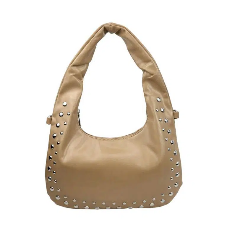 Bolso de Hombro Sintético Medialuna con Tachuelas Frontales, Bolsillo Trasero y Cremallera para Mujer - Imagen 9